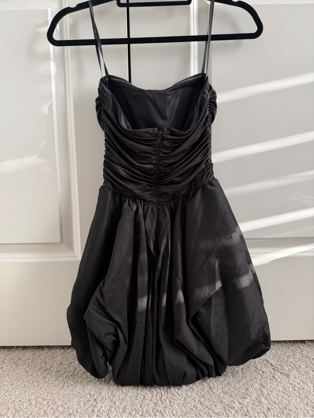 Windsor Black Ruched Bust Bubble Hem Mini Dress